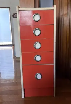 昭和レトロ オレンジの5段チェスト 引き出し　家具