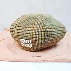 【新品未使用】miumiu チェック柄 ベレー帽 MIU MIU - MIUMIU チェック柄 ベレー帽の通販 by ハニーちゃん's