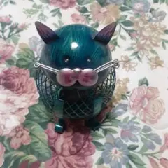 猫型貯金箱 青緑色