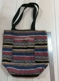 ハンドメイド　ストライプ柄 トートバッグ