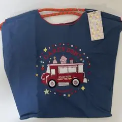 ★D.KELLY 新品タグ バス刺繍エコバッグ ナイロン製 ネイビー