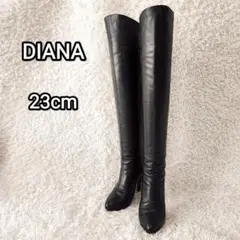 【美品】DIANA ニーハイブーツ レザー 本革 ロング ブラック