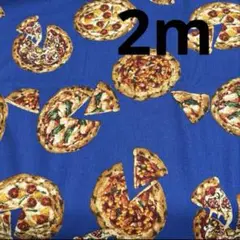 【特価】最終出品★ラスト2枚★コットンリネン★ピザ★ネイビー★