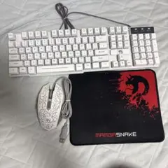ホワイト有線キーボードとマウスセット