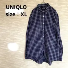 UNIQLO 長袖シャツ【XL】ボタンダウン チェック柄 コットン 0501