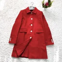 美品 GUCCI グッチ レッド チェスター シェルボタン コート レッド