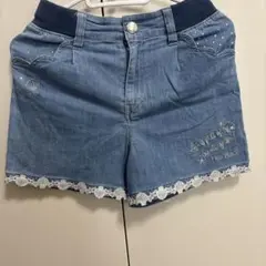mezzo piano 裾シェルレース ビジュー付き　ショーパン