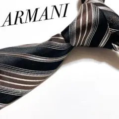 美品 アルマーニ コレツォーニ ネクタイ ハイブランド ストライプ柄 ロゴグラム