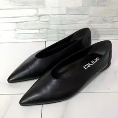SHISEI POINTED U PUMPS 本革 防滑 黒 24-24.5