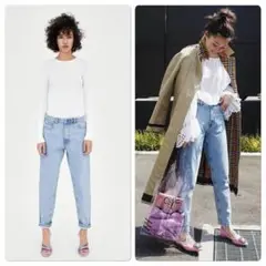 ZARA ハイライズデニム ハイウエストデニム デニム　ayakoさん着用