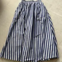 【新品】アメリカンホリックロングギャザースカートフリーストライプブルー