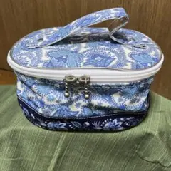 花柄ポーチ 青系 ナイロン制　ノベルティ