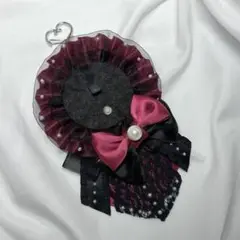 痛ロゼット ハンドメイド 赤×黒