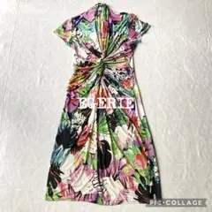 EGERIE ボタニカル とろみ ジャージ クロス ドレス ワンピース