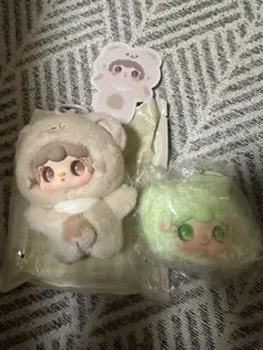 yooki クリームベアと限定おまけの緑色ぬいぐるみセット