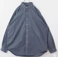 激安90s ポロバイラルフローレン ブレア 長袖BDシャツ ネイビー 紺 L