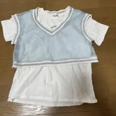 JENNI LOVE ショート丈ベスト付き白シャツ