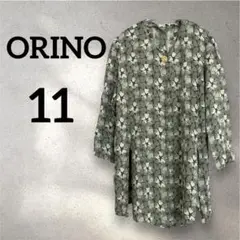 ORINO 【11】花柄 五分袖シャツ グレー
