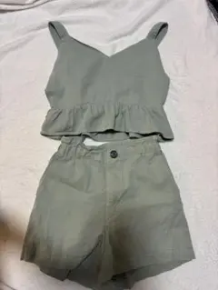 オリーブグリーン タンクトップ＆ショートパンツ S