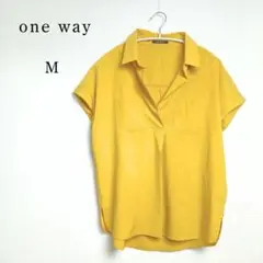 【ワンウェイ】⭐半袖シャツ Mサイズ 黄・イエロー ゆったり スキッパーシャツ