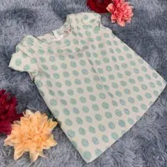 bonpoint ポンポワン キッズ Tシャツ 半袖 ドット 可愛い 白 緑