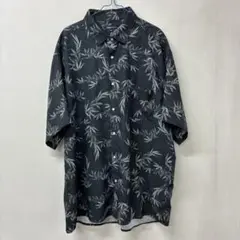 FRUOR 竹の葉柄 半袖アロハシャツ ブラック系　4L ◇22