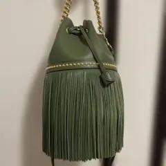 J&Mデビッドソンフリンジ付きレザーバッグ オリーブグリーン
