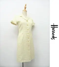 T113/ Harrods ひざ丈ワンピース ドレス 半袖 前開き ボーダー 2