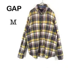 【GAP】ギャップ メンズ ネルシャツ チェック柄 イエロー系 カジュアル M