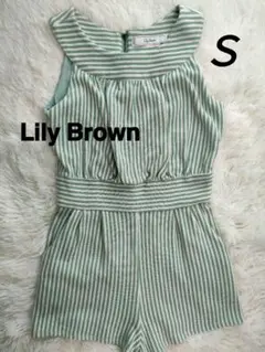 LILY BROWN リリーブラウン ボーダ グリーン オールインワン Sサイズ