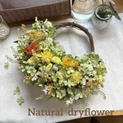 ＊Natural＊アナベルのイエローリース☆ドライフラワーリース