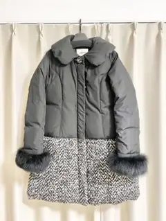 レッセパッセ ダウン ロングコート 黒 ツイード