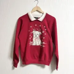 90s USA古着 ヴィンテージ　アニマル　犬　クリスマス　トレーナースウェット