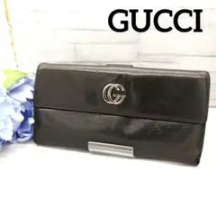 【GUCCI グッチ】長財布 GG マーモント ロゴ 金具 ホック留め ブラック