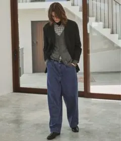 (新品) EMMA CLOTHES ダークブルー デニム ワイドパンツ　L