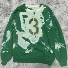 Y2K ボロ　スウェット　ダメージ加工　古着　ブリーチ　鬼フェード　グランジ