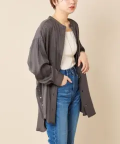 新品 シーナリー SHENERY サイドボタンテンセルライクシャツ