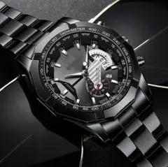 u74 新品 GENEVA 腕時計メンズ ラグジュアリーブラック黒 488