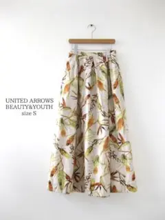 美品！UNITED ARROWS ロングスカート S ボタニカル柄マキシスカート