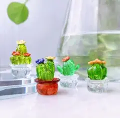 【ミニチュア】サボテン4種セット　置き物　インテリア　飾り　観葉植物　花　小物