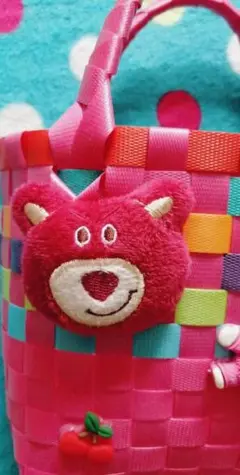 クマの顔 ネームプレート ピンク