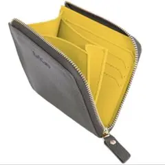 【8/15迄】RafiCaro ミニ財布 イエローグレー　L字　カード入れ　牛革