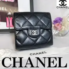 219【正規品】美品 シャネルCHANEL W ホックマトラッセコンパクト財布