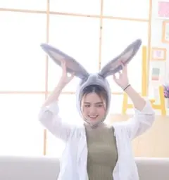 グレーうさぎ 被り物 干支 年賀状 うさみみ コスプレ お正月