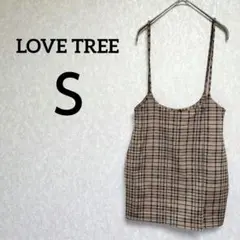 美品✨LOVE TREE【Ｓ】ストラップ付き チェック柄タイトスカート ベージュ