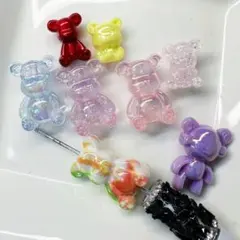 カスタムビーズ　クマ　チビクマセット　8個