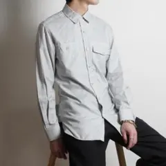 LANVIN 長袖ワイシャツ フォーマル カジュアル グレー/RW386