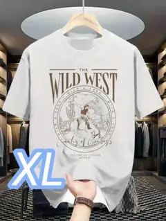 【速乾ドライT】白・XLサイズ《Wild West》プラスサイズ■フロントP