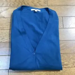 UNIQLO 青緑 コットンVネックカーディガン 綿100% XXL