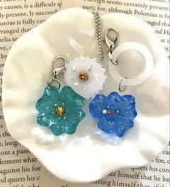 レジンキーホルダー　お花02 3点セット